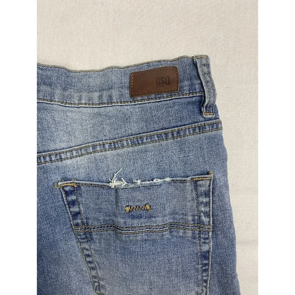 RSQ Jeans 31x32 Brooklyn Relaxed Distressed Medium Wash Denim Blue Faded Stretch